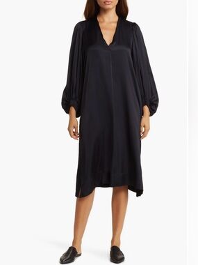 Masai Copenhagen Nalo Long Sleeve Satin Shift Dress Size Medium *small flaw